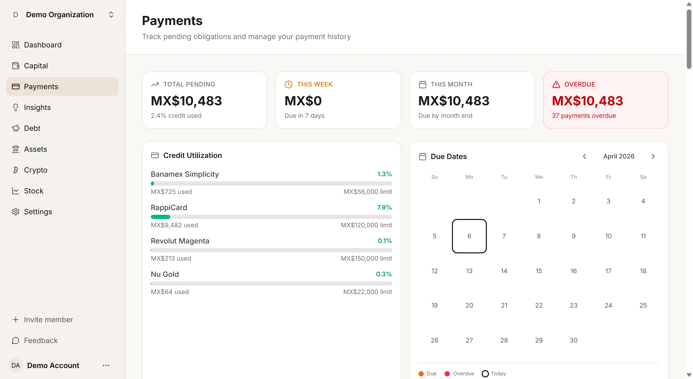 Payment tracking & scheduling